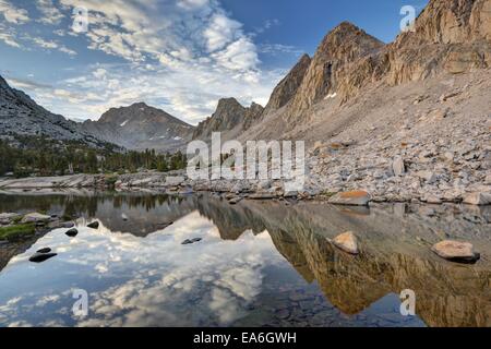USA, California, Ansel Adams Wilderness Area, Inyo National Forest, Morning Reflections in Kearsarge Lakes Stock Photo