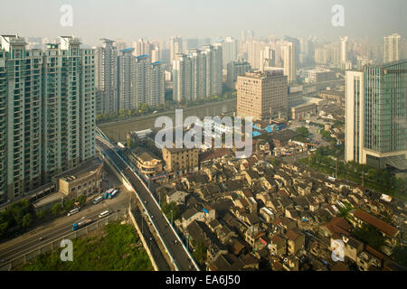China, Shanghai, Elevated view of city Stock Photo