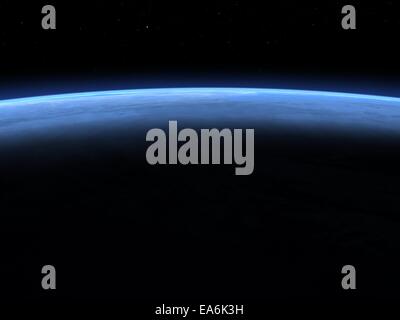 Planet earth horizon in space - 3D render Stock Photo