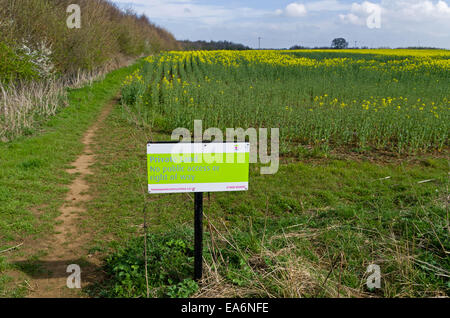 Warning sign indicating private land in the village of Hardingstone, UK Stock Photo