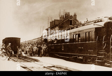 Railway carriage in Compeigne used to sign the Armistice WW1 Stock Photo