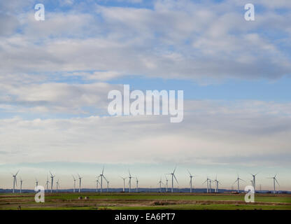 Little Cheyne Court windfarm in the English Landscape At Camber, Walland Marsh, England Stock Photo