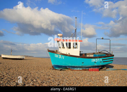 A fishing boat on the Beach at Aldeburgh, Suffolk Stock Photo