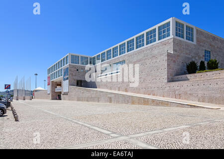 Entrance of Centro Cultural de Belem. Museum and cultural center housing the Berardo Collection and Concerts. Lisbon, Portugal / landmark stone art Stock Photo