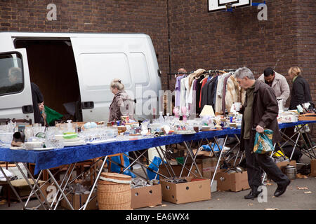 Battersea Boot Car Boot Sale on Dagnall Street in London UK Stock Photo