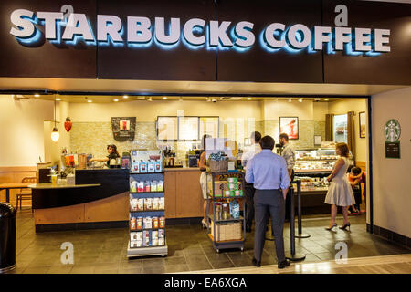 Miami Florida,Intercontinental,hotel hotels lodging inn motel motels,lobby,Starbucks Coffee,barista,cafe,front,customers,counter,visitors travel trave Stock Photo