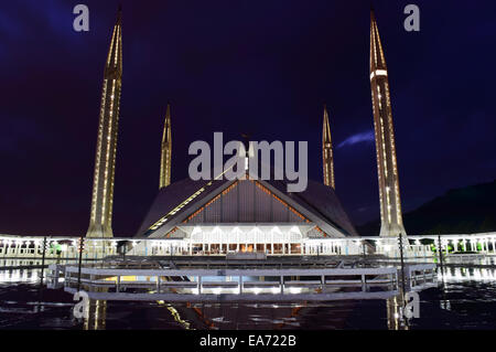 Faisal Mosque at Night Stock Photo