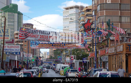 Benidorm, Spain. 07th Nov, 2014. The British Fancy Dress Street Party takes place on Thursday 13th November this year in Benidorm New Town, attended by over 20,000 holidaymakers. Stock Photo