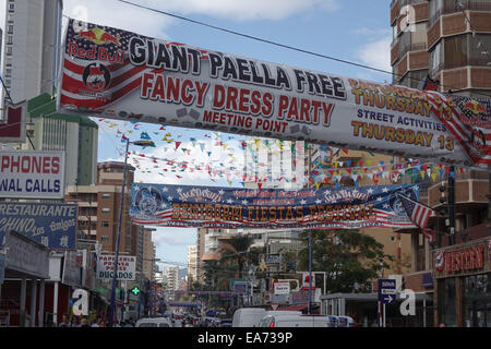 Benidorm, Spain. 07th Nov, 2014. The British Fancy Dress Street Party takes place on Thursday 13th November this year in Benidorm New Town, attended by over 20,000 holidaymakers. Stock Photo
