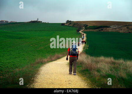 A Pilgrim on Camino De Santiago De Compostela Stock Photo