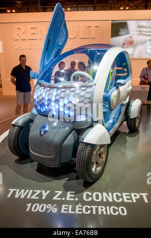 Madrid, Spain - An electric Tata truck on the Tata stand at the Salon Internacional del Automovil Ecologico y de la Movilidad So Stock Photo