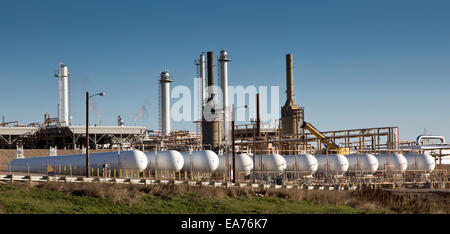 Natural gas processing plant, compressing natural gas. Stock Photo