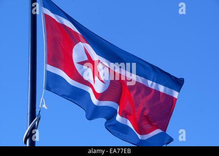 north korea flag Stock Photo