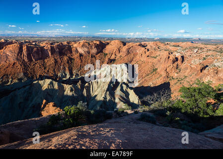 The overturned rock formations at the Upheaval Dome, an impact crater at the Canyonlands National Park, Utah, USA. Stock Photo