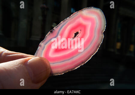 Carnelian agate mineral stone on location in the streets of Fitzroy, Victoria, Australia Stock Photo