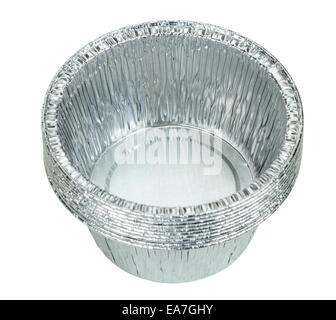 Aluminium foil trays isolated on a white background with clipping path Stock Photo
