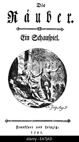 Historical print, 1781, title of the first edition of Die Raeuber, The Robbers by Johann Christoph Friedrich von Schiller, Histo Stock Photo