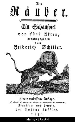 Historical print, 1782, title of the second edition of Die Raeuber, The Robbers by Johann Christoph Friedrich von Schiller, Hist Stock Photo