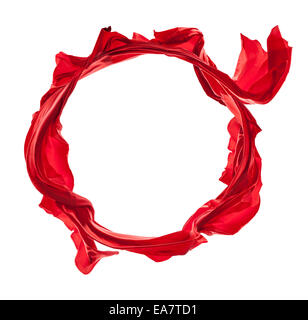 Isolated shots of freeze motion of red satins in circle shape, isolated on white background Stock Photo