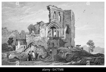 Denbigh castle Castell Dinbych Denbighshire fortress built following the 13th-century conquest of Wales by Edward I. circa 1830 Stock Photo