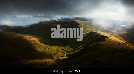 Clouds Clearing over Cribyn. Brecon Beacons National Park. Powys. Wales. UK. Stock Photo