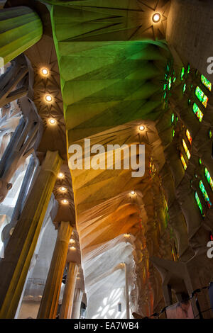 Basilica Sagrada Familia Colorful Interior Window Light Portrait Detail ...