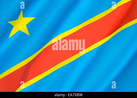 Flag of the Democratic Republic of the Congo (Congo-Kinshasa, DROC) Stock Photo