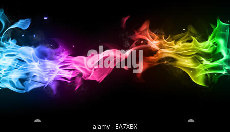 Colored smoke isolated on black background Stock Photo