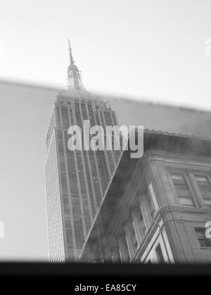 Empire State Building seen through car window Stock Photo