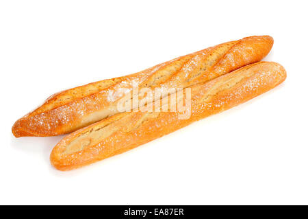 two baguettes on a white background Stock Photo