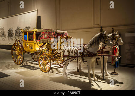 Italy Piedmont Venaria Reale 8th November 2014 - Royal Stables - Exhibition 'The Bucentaur and the Royal Carriages' -  berlingotto great gala of Vittorio Emanuele I Stock Photo