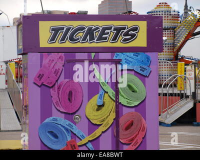 A colorful ticket booth for a local parking lot carnival is colorful.stuffe Stock Photo