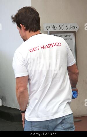 Mark Wahlberg showing off his trademark shirt - GET MARKED Featuring