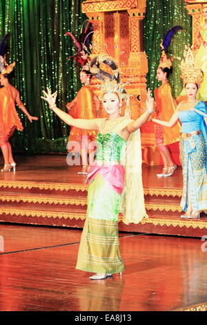 Traditional Thai Dancers perform (dancing) on the stage. Bangkok, Thailand