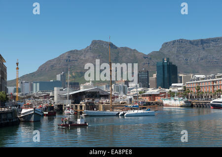 Panoramic view of the old harbor and Table mountain, Cape Town, South Africa Stock Photo