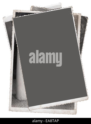Stack of Vintage photos with clipping path for the inside Stock Photo