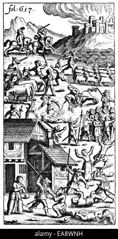 Historic print of 1642, title page of a book by Johann Michael Moscherosch, 1601 - 1669, a German statesman, satirist and teache Stock Photo