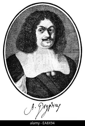 Andreas Gryphius also known as Andreas Greif, 1616 - 1664, a German poet and dramatist of the baroque period,  Andreas Gryphius Stock Photo
