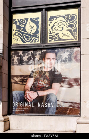 A sign advertising Original Nashville clothing on Broadway in the Country Music city Stock Photo