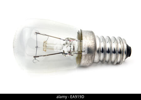 macro of electric bulb isolated on white background Stock Photo