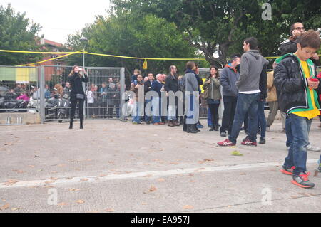 Catalonia Consultation Day -Referendum- (Sant Cugat Barcelona, Nov. 9th, 2014) Long queeing Stock Photo