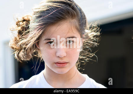 american female teenager anxious Stock Photo