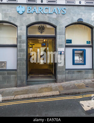 Barclays bank sign and entrance on the Totnes high street. Stock Photo