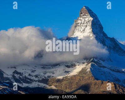 Matterhorn in early morning with relfection in StelliSee, Zermatt, Switzerland Stock Photo