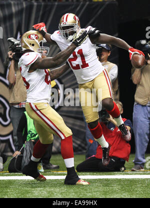 San Francisco 49ers right end Monty Stickles (85) gets up in the