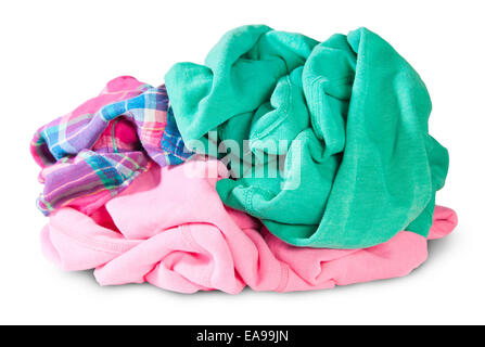 Pile Of Crumpled Clothes Isolated On White Background Stock Photo