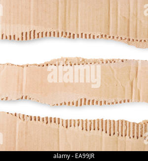 Three Pieces Of Corrugated Cardboard On White Background Stock Photo