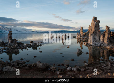 Tufa formation on Mono Lake in winter Stock Photo