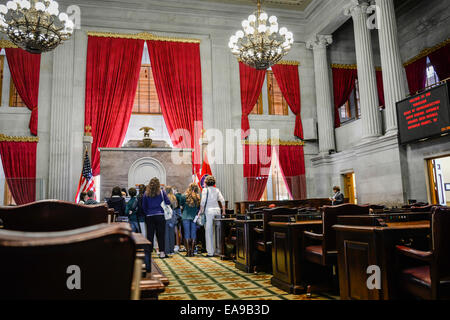 A field trip of school children visit the ornate & beautiful interior of the Tennessee House of Representatives, Nashville, TN Stock Photo