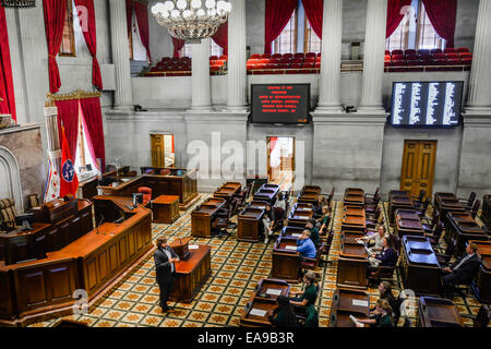 The ornate & beautiful interior of the Tennessee House of Representatives' chamber at the State Capitol Building in Nashville Stock Photo